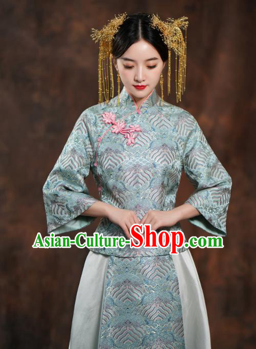 China Traditional Wedding Blue Xiuhe Suits Bride Costumes Toast Dress China Traditional Wedding Blue Xiuhe Suits Bride Costumes Toast Dress