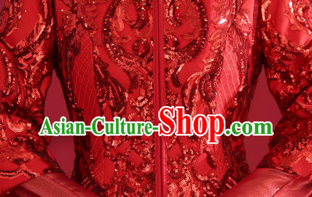 China Traditional Wedding Red Xiuhe Suit Costumes Bride Toast Embroidered Dress China Traditional Wedding Red Xiuhe Suit Costumes Bride Toast Embroidered Dress