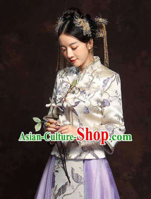 China Traditional Wedding Xiuhe Suits Classical Bride Costumes Toast Lilac Dress China Traditional Wedding Xiuhe Suits Classical Bride Costumes Toast Lilac Dress