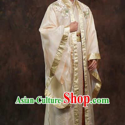Chinese Ancient Prince Golden Clothing Traditional Song Dynasty Wedding Costumes