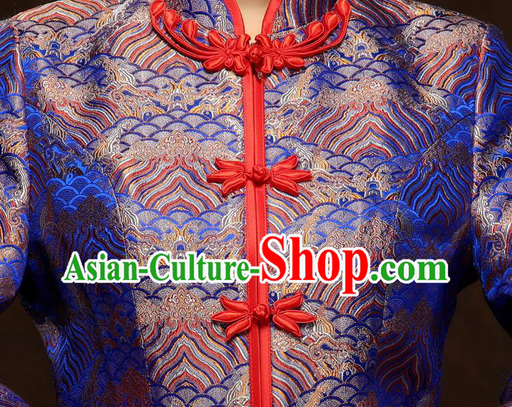 China Classical Wedding Xiuhe Suits Traditional Bride Costumes Royalblue Blouse and Red Skirt China Classical Wedding Xiuhe Suits Traditional Bride Costumes Royalblue Blouse and Red Skirt