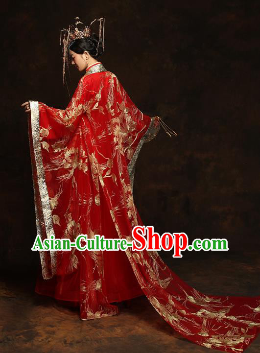 China Traditional Bride Embroidered Costumes Ancient Empress Red Hanfu Dress Classical Wedding Xiuhe Suits China Traditional Bride Embroidered Costumes Ancient Empress Red Hanfu Dress Classical Wedding Xiuhe Suits