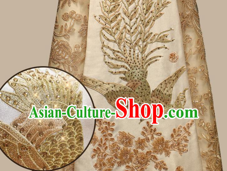 China Traditional Bride Costumes Wedding Toast Dress Classical Embroidered Phoenix Golden Xiuhe Suits China Traditional Bride Costumes Wedding Toast Dress Classical Embroidered Phoenix Golden Xiuhe Suits