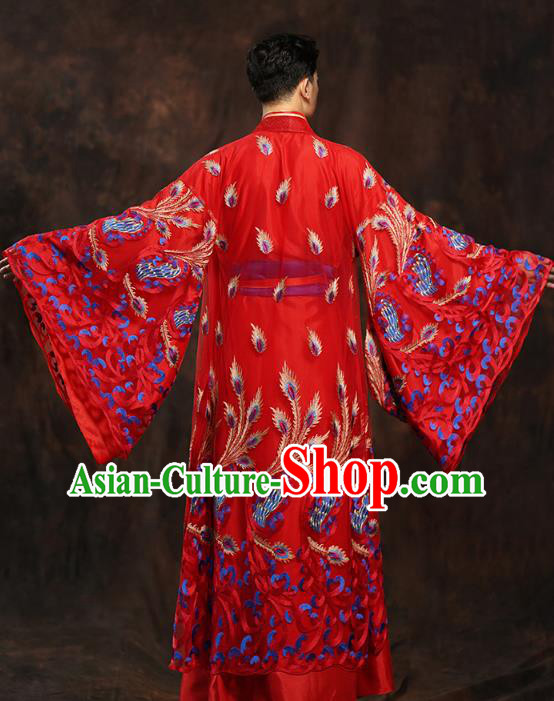 Chinese Traditional Han Dynasty Wedding Costumes Ancient Scholar Bridegroom Red Clothing