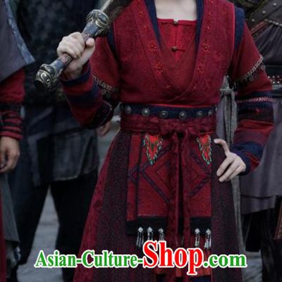 China Ancient Female Swordsman Costumes Television Drama My Heroic Husband Woman Castellan Red Dress Clothing