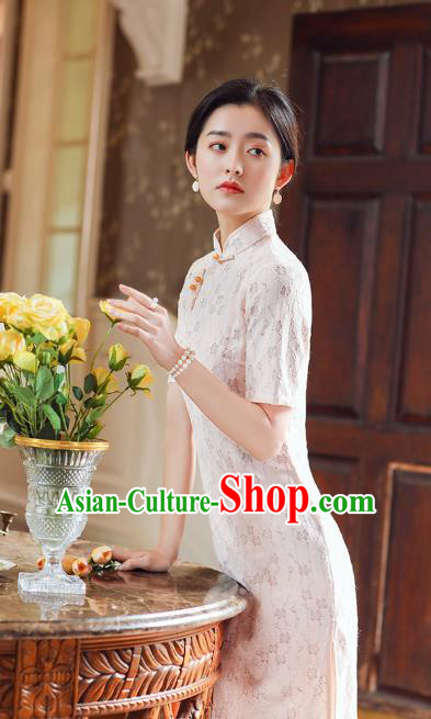 Republic of China Traditional Classical Dance Qipao Dress National Young Lady White Lace Cheongsam Republic of China Traditional Classical Dance Qipao Dress National Young Lady White Lace Cheongsam