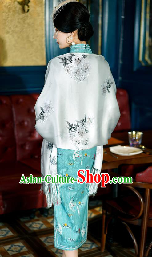 China Classical Stand Collar Cheongsam Traditional Minguo Shanghai Young Lady Printing Green Qipao Dress China Classical Stand Collar Cheongsam Traditional Minguo Shanghai Young Lady Printing Green Qipao Dress