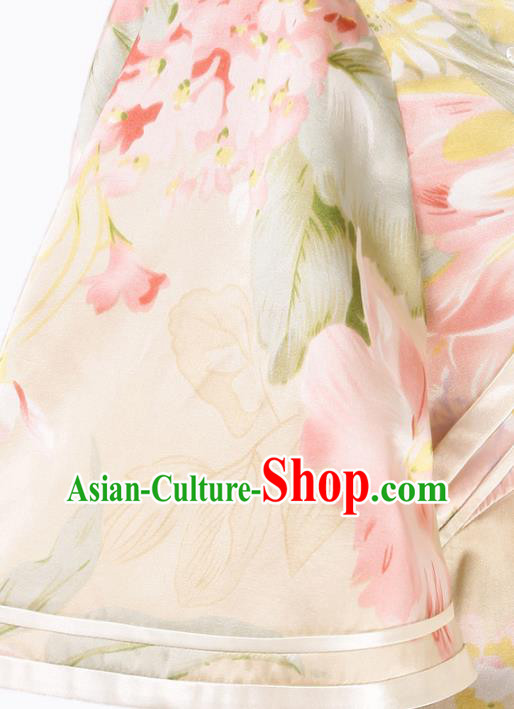 China Traditional Mandarin Sleeve Qipao Dress Classical Printing Flowers Silk Cheongsam China Traditional Mandarin Sleeve Qipao Dress Classical Printing Flowers Silk Cheongsam