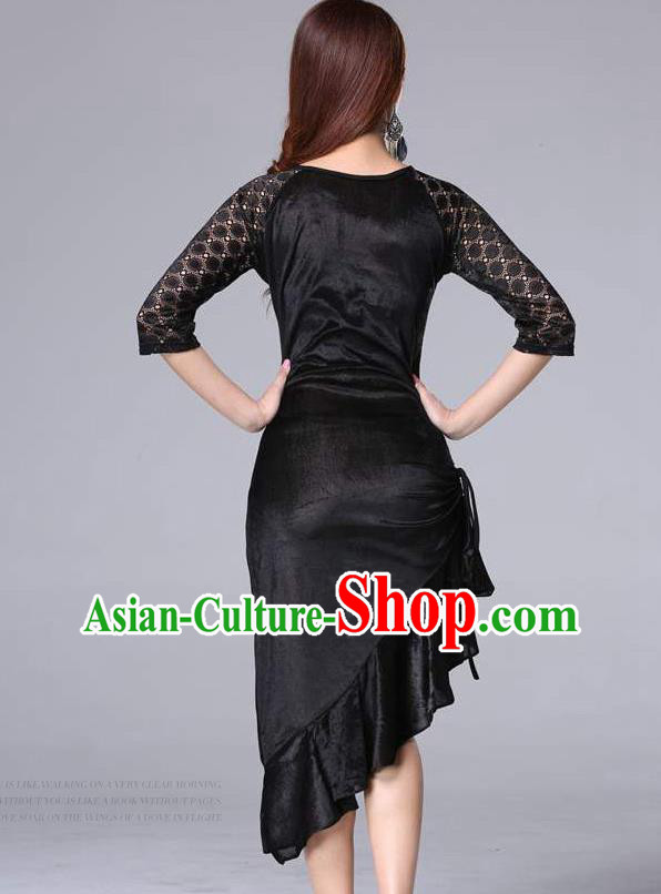 Asian Oriental Dance Raks Sharki Costume Indian Belly Dance Training Black Velvet Lace Dress Asian Oriental Dance Raks Sharki Costume Indian Belly Dance Training Black Velvet Lace Dress
