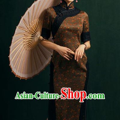 China Classical Plum Blossom Pattern Cheongsam Traditional Shanghai Gambiered Guangdong Gauze Qipao Dress