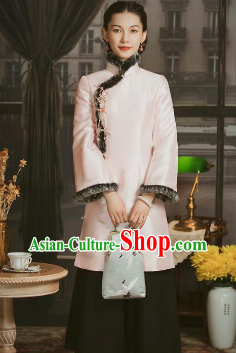 Chinese National Pink Silk Cotton Wadded Coat Tang Suit Outer Garment Clothing Chinese National Pink Silk Cotton Wadded Coat Tang Suit Outer Garment Clothing