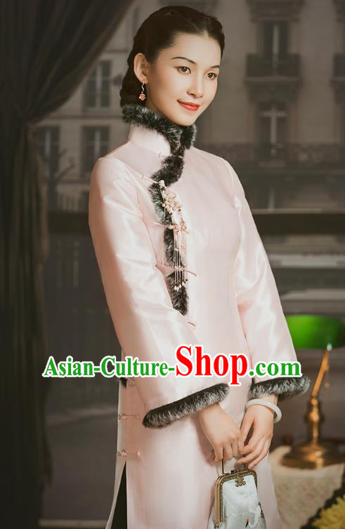 Chinese National Pink Silk Cotton Wadded Coat Tang Suit Outer Garment Clothing Chinese National Pink Silk Cotton Wadded Coat Tang Suit Outer Garment Clothing