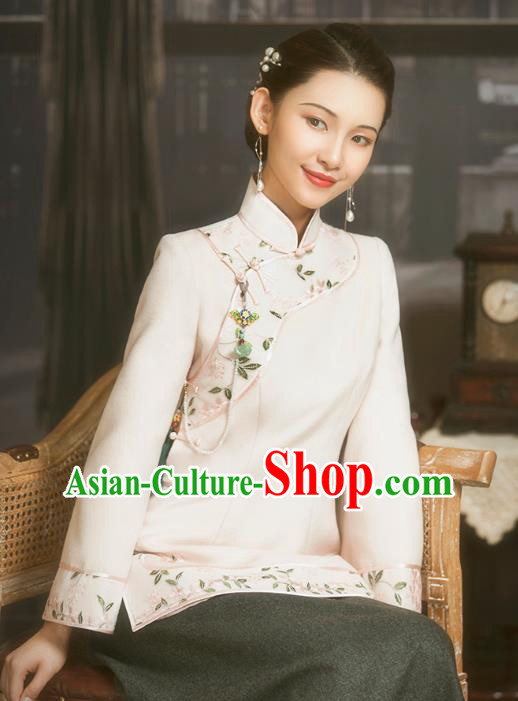 Chinese Tang Suit Light Pink Woolen Jacket National Winter Upper Outer Garment Clothing Chinese Tang Suit Light Pink Woolen Jacket National Winter Upper Outer Garment Clothing