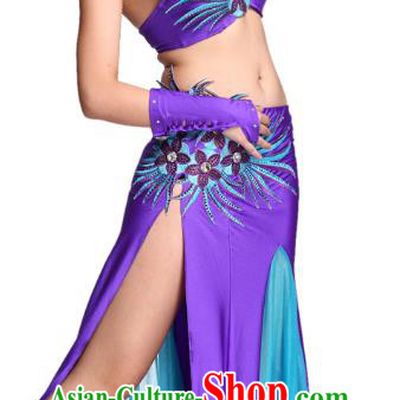 Indian Oriental Dance Purple Uniforms Belly Dance Performance Costumes Asian Raks Sharki Dancewear