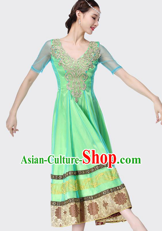 Indian Bollywood Dance Performance Green Dress Belly Dance Clothing Asian Folk Dance Costume Indian Bollywood Dance Performance Green Dress Belly Dance Clothing Asian Folk Dance Costume