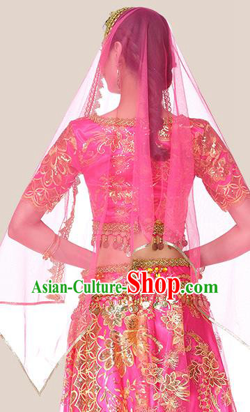 Indian Dance Dress Clothing Asian Bollywood Performance Costume Embroidered Rosy Blouse and Skirt Indian Dance Dress Clothing Asian Bollywood Performance Costume Embroidered Rosy Blouse and Skirt