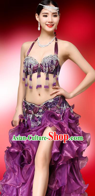 Indian Dance Sexy Clothing Asian Belly Dance Performance Bra and Skirt Oriental Dance Purple Uniforms Indian Dance Sexy Clothing Asian Belly Dance Performance Bra and Skirt Oriental Dance Purple Uniforms
