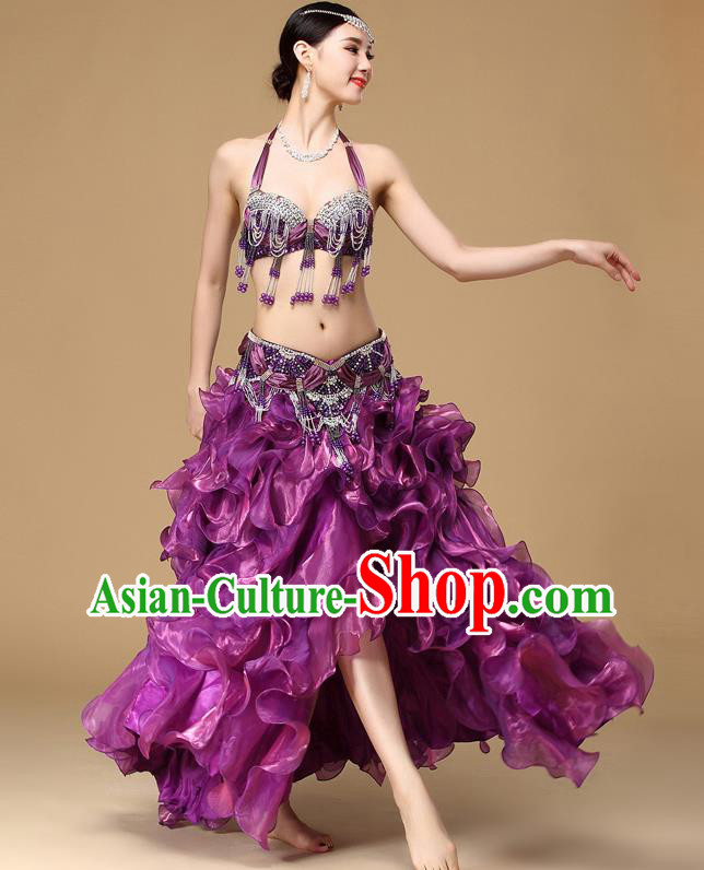 Indian Dance Sexy Clothing Asian Belly Dance Performance Bra and Skirt Oriental Dance Purple Uniforms Indian Dance Sexy Clothing Asian Belly Dance Performance Bra and Skirt Oriental Dance Purple Uniforms