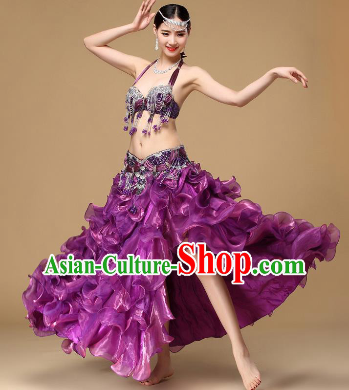 Indian Dance Sexy Clothing Asian Belly Dance Performance Bra and Skirt Oriental Dance Purple Uniforms Indian Dance Sexy Clothing Asian Belly Dance Performance Bra and Skirt Oriental Dance Purple Uniforms