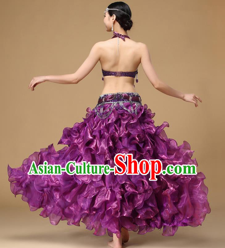 Indian Dance Sexy Clothing Asian Belly Dance Performance Bra and Skirt Oriental Dance Purple Uniforms Indian Dance Sexy Clothing Asian Belly Dance Performance Bra and Skirt Oriental Dance Purple Uniforms