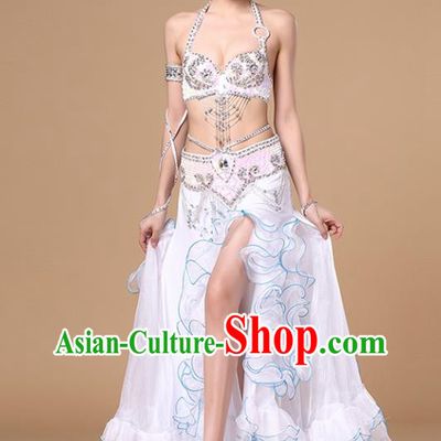Asian Oriental Dance Costumes Performance Beads Tassel Bra and Skirt Indian Traditional Belly Dance Uniforms