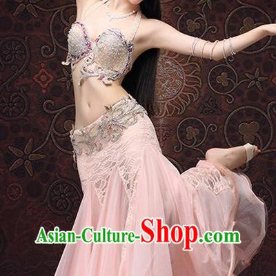 Asian Belly Dance Costumes Indian Raks Sharki Bra and Pink Lace Skirt Oriental Dance Sexy Uniforms