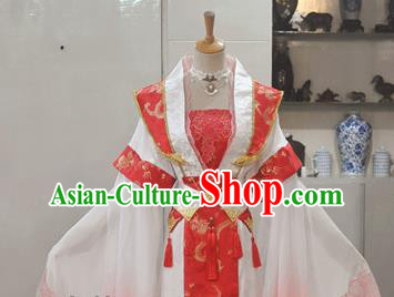 China Ancient Empress Red Hanfu Dress Traditional Cosplay Qin Dynasty Court Queen Clothing China Ancient Empress Red Hanfu Dress Traditional Cosplay Qin Dynasty Court Queen Clothing