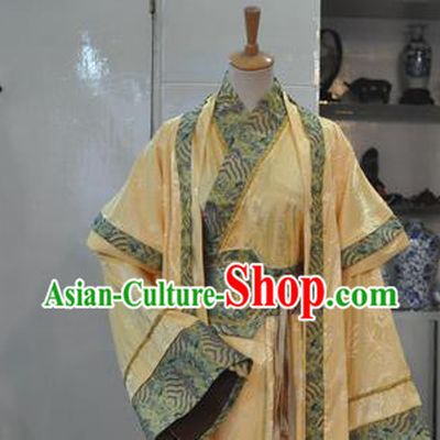 Chinese Ancient Monarch Hanfu Clothing Drama Cosplay Crown Prince Golden Apparels Han Dynasty King Garment Costumes