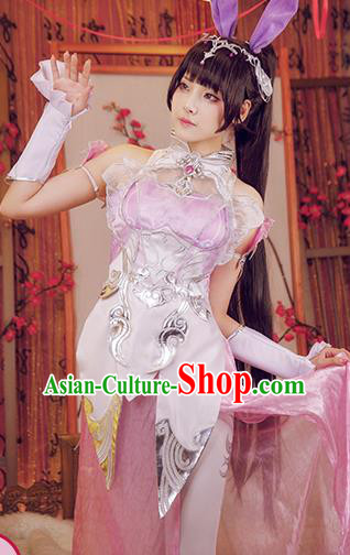 China Traditional Cosplay Rabbit Fairy Clothing Ancient Goddess Pink Dress Garment China Traditional Cosplay Rabbit Fairy Clothing Ancient Goddess Pink Dress Garment