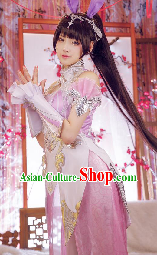 China Traditional Cosplay Rabbit Fairy Clothing Ancient Goddess Pink Dress Garment China Traditional Cosplay Rabbit Fairy Clothing Ancient Goddess Pink Dress Garment