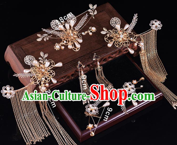 Chinese Traditional Wedding Hair Accessories Classical Xiuhe Suit Hair Comb and Hairpins Chinese Traditional Wedding Hair Accessories Classical Xiuhe Suit Hair Comb and Hairpins