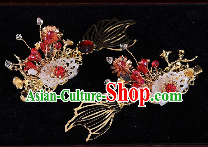 Chinese Classical Xiuhe Suit Shell Hair Crown and Hairpins Traditional Wedding Hair Accessories Chinese Classical Xiuhe Suit Shell Hair Crown and Hairpins Traditional Wedding Hair Accessories