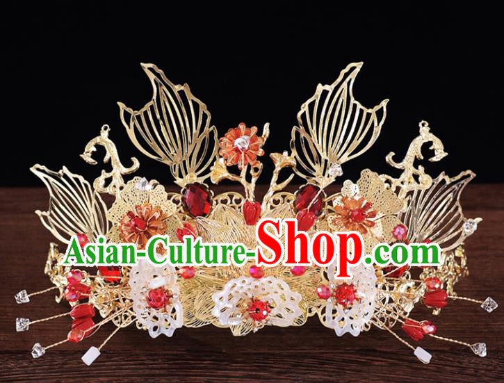 Chinese Classical Xiuhe Suit Shell Hair Crown and Hairpins Traditional Wedding Hair Accessories Chinese Classical Xiuhe Suit Shell Hair Crown and Hairpins Traditional Wedding Hair Accessories