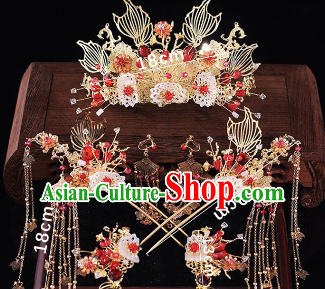 Chinese Classical Xiuhe Suit Shell Hair Crown and Hairpins Traditional Wedding Hair Accessories Chinese Classical Xiuhe Suit Shell Hair Crown and Hairpins Traditional Wedding Hair Accessories