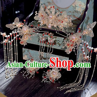 Chinese Xiuhe Suit Hair Comb Hairpins Classical Bride Headdress Traditional Wedding Hair Accessories