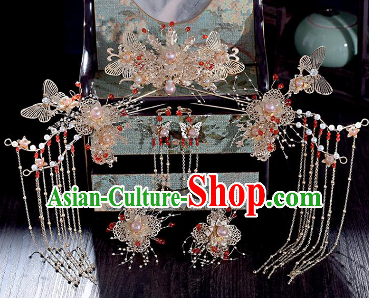 Chinese Xiuhe Suit Hair Comb Hairpins Classical Bride Headdress Traditional Wedding Hair Accessories Chinese Xiuhe Suit Hair Comb Hairpins Classical Bride Headdress Traditional Wedding Hair Accessories