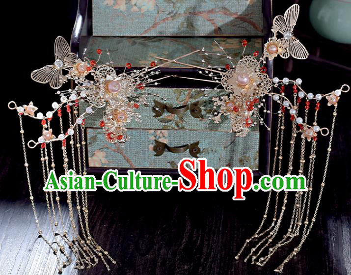 Chinese Xiuhe Suit Hair Comb Hairpins Classical Bride Headdress Traditional Wedding Hair Accessories Chinese Xiuhe Suit Hair Comb Hairpins Classical Bride Headdress Traditional Wedding Hair Accessories