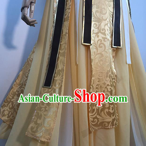 Chinese Ancient King Golden Clothing Cosplay Monarch Apparels Tang Dynasty Emperor Garment Costumes Chinese Ancient King Golden Clothing Cosplay Monarch Apparels Tang Dynasty Emperor Garment Costumes