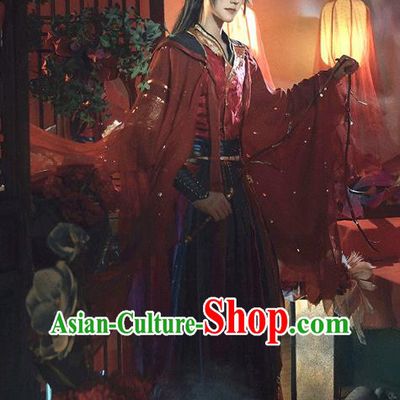 Chinese Cosplay Swordsman Mo Ran Wedding Apparels Noble Childe Garment Costumes Ancient Knight Red Clothing