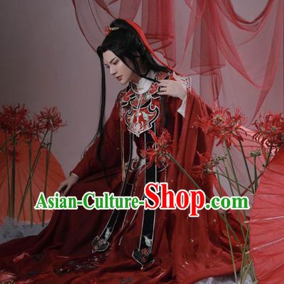 Chinese Ancient Knight Red Clothing Cosplay Swordsman Chu Wanning Wedding Apparels Noble Childe Garment Costumes