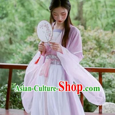 China Cosplay Swordswoman Jiang Yanli Clothing Traditional Ancient Fairy Lilac Dress Garment