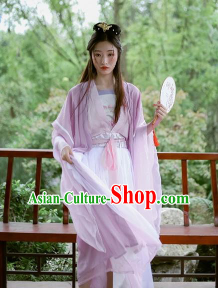 China Cosplay Swordswoman Jiang Yanli Clothing Traditional Ancient Fairy Lilac Dress Garment China Cosplay Swordswoman Jiang Yanli Clothing Traditional Ancient Fairy Lilac Dress Garment