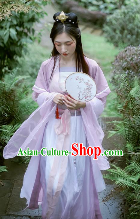 China Cosplay Swordswoman Jiang Yanli Clothing Traditional Ancient Fairy Lilac Dress Garment China Cosplay Swordswoman Jiang Yanli Clothing Traditional Ancient Fairy Lilac Dress Garment