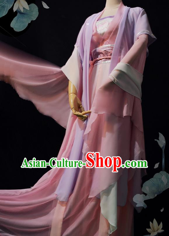 China Cosplay Swordswoman Jiang Yanli Clothing Traditional Ancient Fairy Lilac Dress Garment China Cosplay Swordswoman Jiang Yanli Clothing Traditional Ancient Fairy Lilac Dress Garment