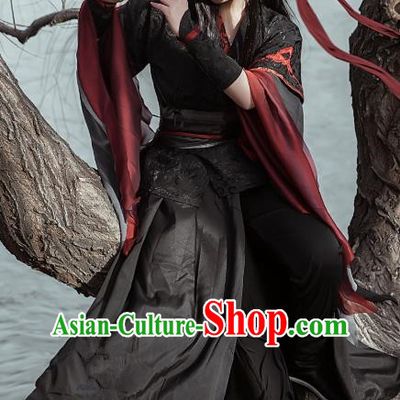 Chinese Jin Dynasty Young Childe Clothing Cosplay Swordsman Wei Wuxian Apparels Ancient Taoist Priest Garment Costumes