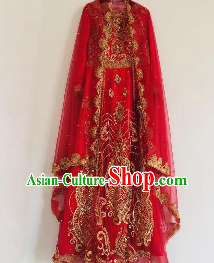 Asian India Bride Red Sari Dress Garment Indian Traditional Wedding Saree Clothing Asian India Bride Red Sari Dress Garment Indian Traditional Wedding Saree Clothing