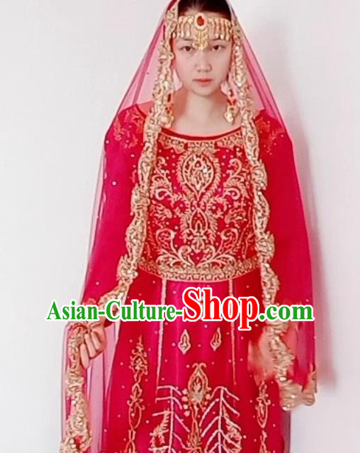 Asian India Bride Red Sari Dress Garment Indian Traditional Wedding Saree Clothing Asian India Bride Red Sari Dress Garment Indian Traditional Wedding Saree Clothing