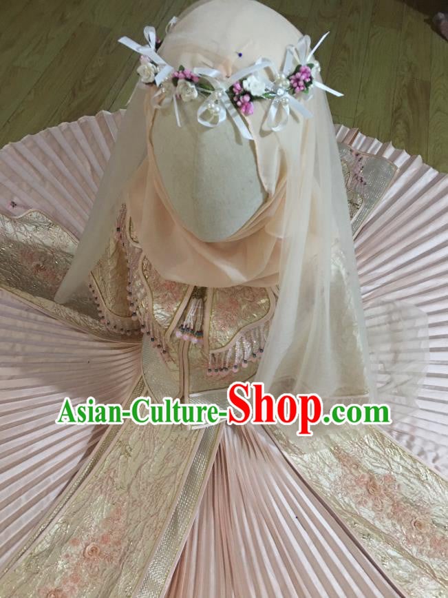 Chinese Traditional Wedding Garment Costumes Bride Pink Xiuhe Suits Hui Ethnic Woman Dress Clothing Chinese Traditional Wedding Garment Costumes Bride Pink Xiuhe Suits Hui Ethnic Woman Dress Clothing