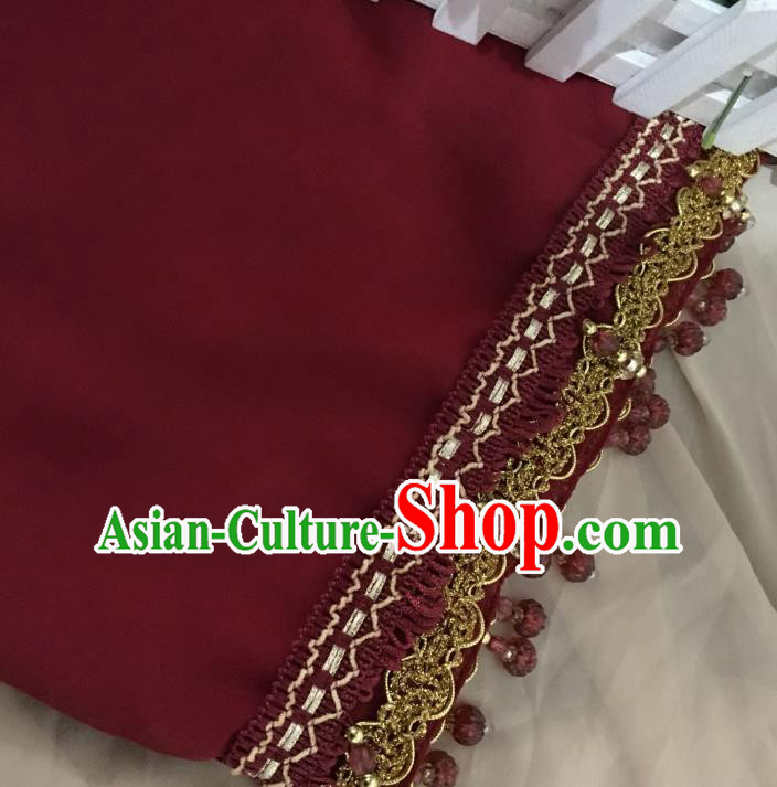 Chinese Ethnic Bride Wine Red Veil Traditional Hui Nationality Wedding Headdress Chinese Ethnic Bride Wine Red Veil Traditional Hui Nationality Wedding Headdress