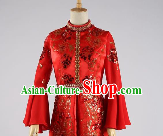 Chinese Classical Embroidered Red Dress Hui Ethnic Bride Clothing Traditional Wedding Garment Costumes Chinese Classical Embroidered Red Dress Hui Ethnic Bride Clothing Traditional Wedding Garment Costumes